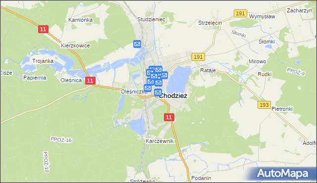 mapa Chodzież, Chodzież na mapie Targeo