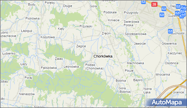 mapa Chorkówka, Chorkówka na mapie Targeo