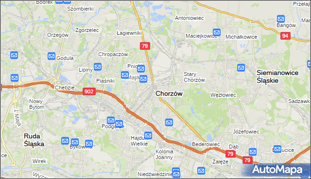 mapa Chorzów, Chorzów na mapie Targeo