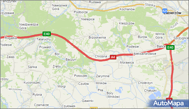 mapa Chrosna gmina Liszki, Chrosna gmina Liszki na mapie Targeo