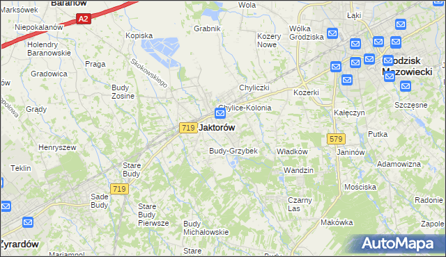 mapa Chylice gmina Jaktorów, Chylice gmina Jaktorów na mapie Targeo