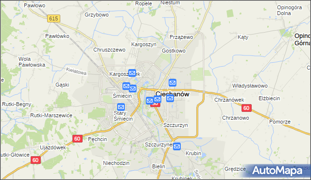 mapa Ciechanów, Ciechanów na mapie Targeo