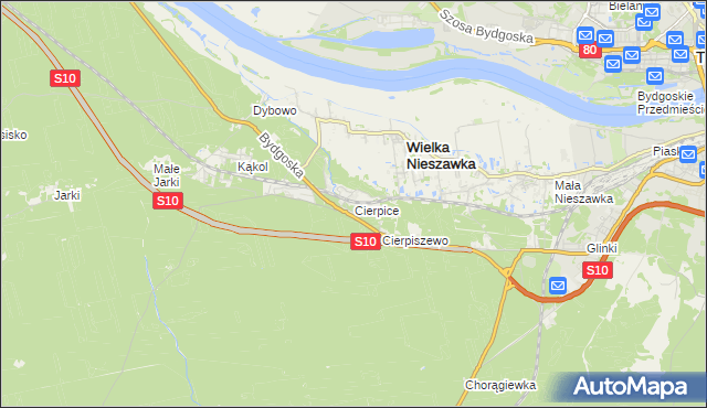 mapa Cierpice gmina Wielka Nieszawka, Cierpice gmina Wielka Nieszawka na mapie Targeo