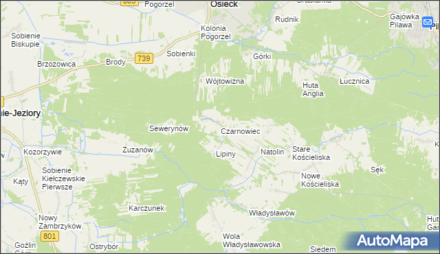 mapa Czarnowiec gmina Osieck, Czarnowiec gmina Osieck na mapie Targeo
