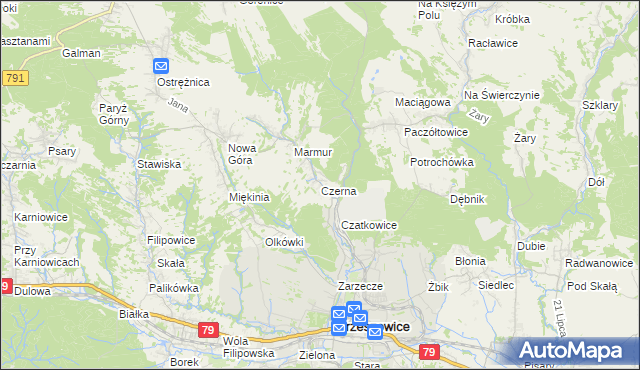 mapa Czerna gmina Krzeszowice, Czerna gmina Krzeszowice na mapie Targeo