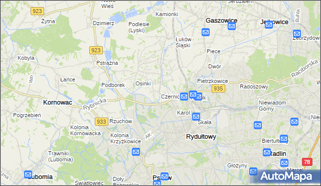 mapa Czernica gmina Gaszowice, Czernica gmina Gaszowice na mapie Targeo