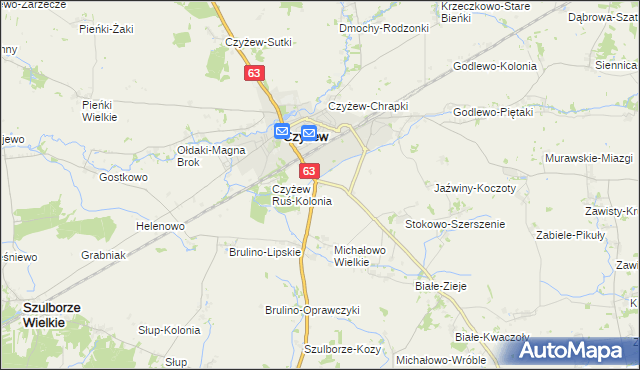 mapa Czyżew-Złote Jabłko, Czyżew-Złote Jabłko na mapie Targeo