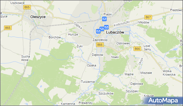 mapa Dąbków, Dąbków na mapie Targeo
