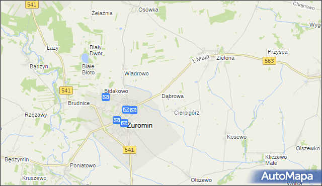 mapa Dąbrowa gmina Żuromin, Dąbrowa gmina Żuromin na mapie Targeo
