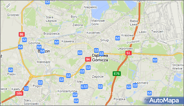 mapa Dąbrowa Górnicza, Dąbrowa Górnicza na mapie Targeo