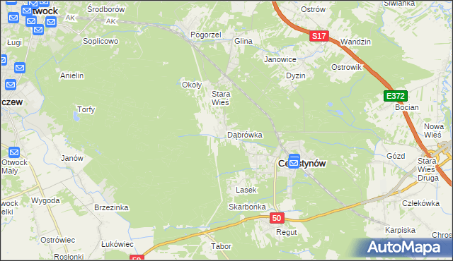 mapa Dąbrówka gmina Celestynów, Dąbrówka gmina Celestynów na mapie Targeo