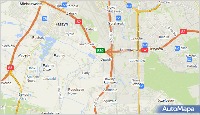 mapa Dawidy gmina Raszyn, Dawidy gmina Raszyn na mapie Targeo