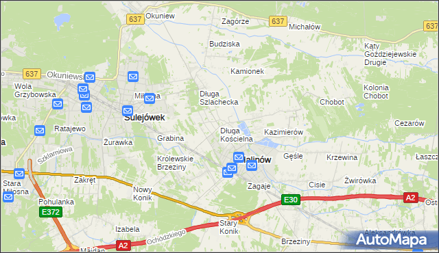 mapa Długa Kościelna, Długa Kościelna na mapie Targeo