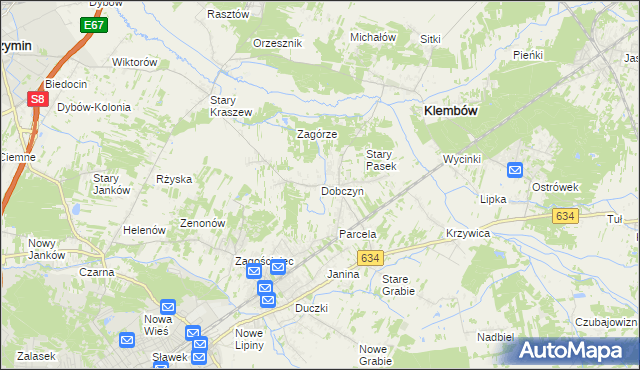 mapa Dobczyn gmina Klembów, Dobczyn gmina Klembów na mapie Targeo