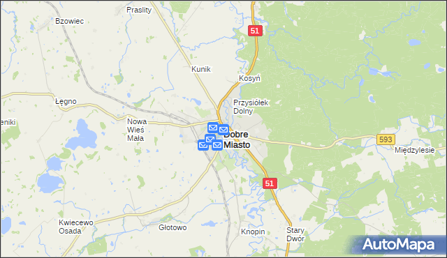 mapa Dobre Miasto, Dobre Miasto na mapie Targeo