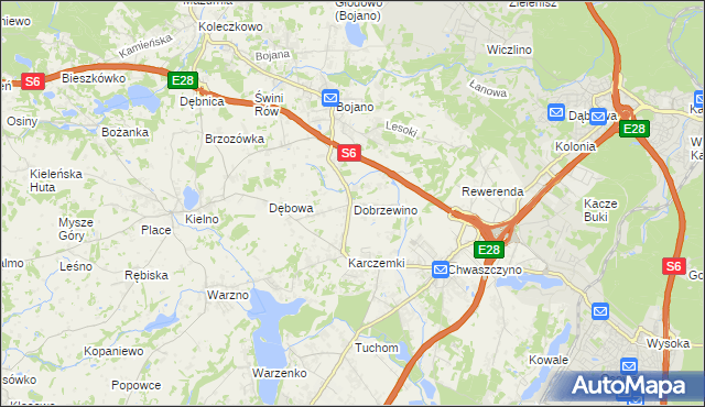 mapa Dobrzewino, Dobrzewino na mapie Targeo