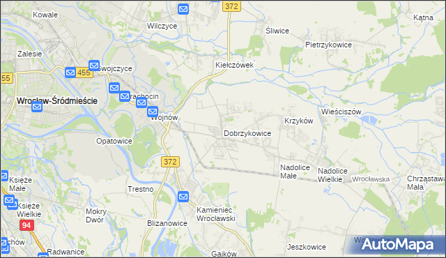 mapa Dobrzykowice, Dobrzykowice na mapie Targeo