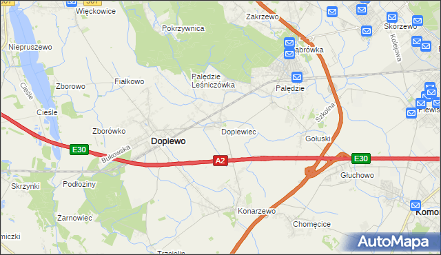 mapa Dopiewiec, Dopiewiec na mapie Targeo