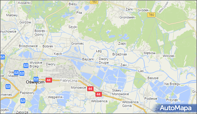 mapa Dwory Drugie, Dwory Drugie na mapie Targeo