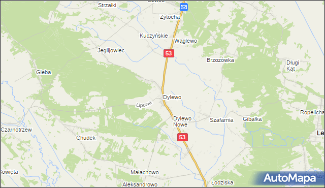 mapa Dylewo gmina Kadzidło, Dylewo gmina Kadzidło na mapie Targeo