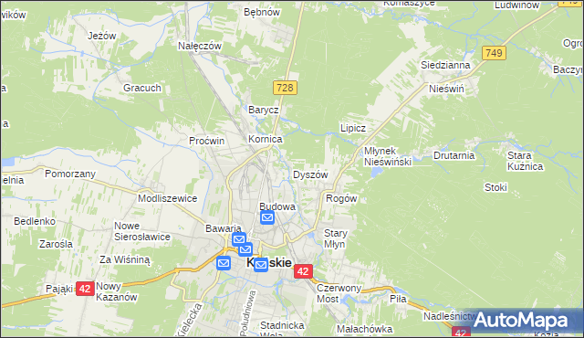 mapa Dyszów, Dyszów na mapie Targeo