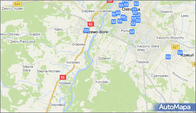 mapa Dzbenin gmina Rzekuń, Dzbenin gmina Rzekuń na mapie Targeo