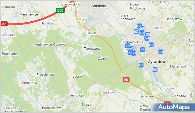 mapa Działki gmina Wiskitki, Działki gmina Wiskitki na mapie Targeo