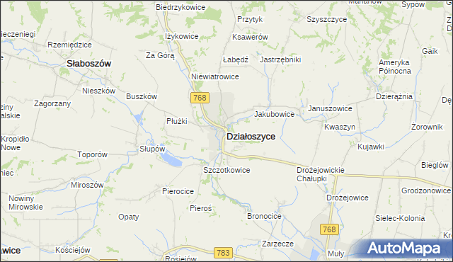 mapa Działoszyce, Działoszyce na mapie Targeo