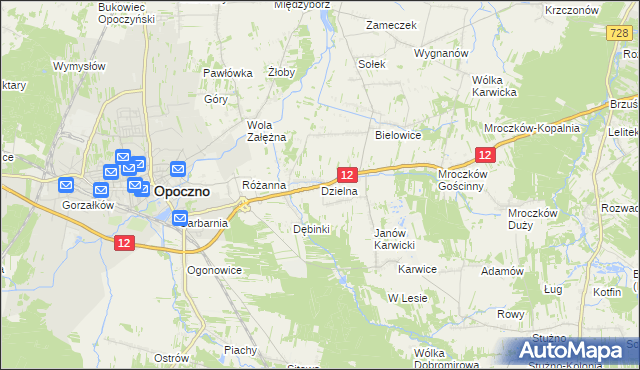 mapa Dzielna gmina Opoczno, Dzielna gmina Opoczno na mapie Targeo