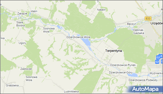mapa Dzierzkowice-Zastawie, Dzierzkowice-Zastawie na mapie Targeo