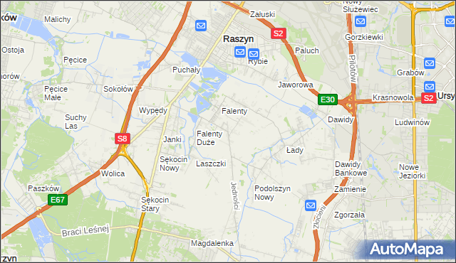 mapa Falenty Nowe, Falenty Nowe na mapie Targeo