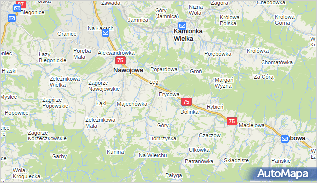 mapa Frycowa, Frycowa na mapie Targeo