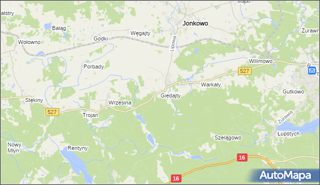 mapa Giedajty, Giedajty na mapie Targeo