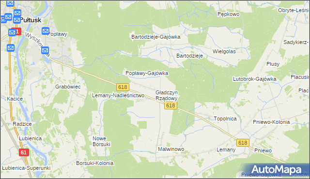 mapa Gładczyn Rządowy, Gładczyn Rządowy na mapie Targeo