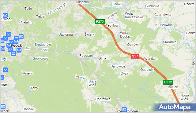 mapa Glina gmina Celestynów, Glina gmina Celestynów na mapie Targeo