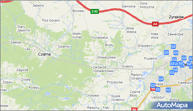 mapa Głowaczowa, Głowaczowa na mapie Targeo