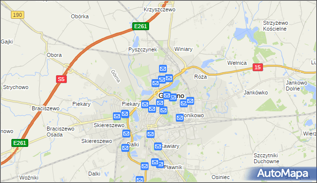 mapa Gniezna, Gniezno na mapie Targeo