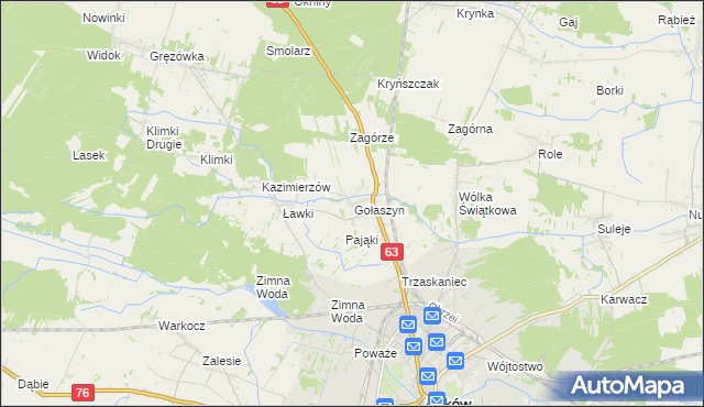 mapa Gołaszyn gmina Łuków, Gołaszyn gmina Łuków na mapie Targeo