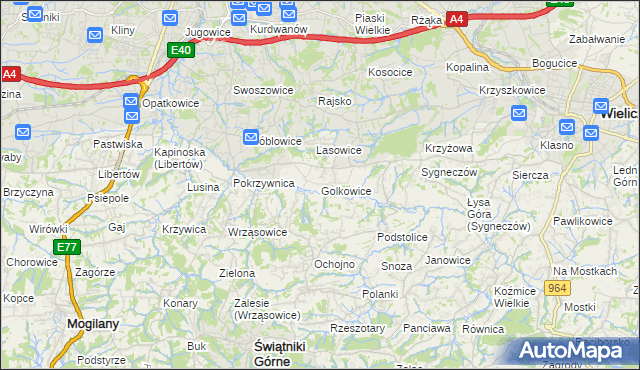 mapa Golkowice, Golkowice na mapie Targeo