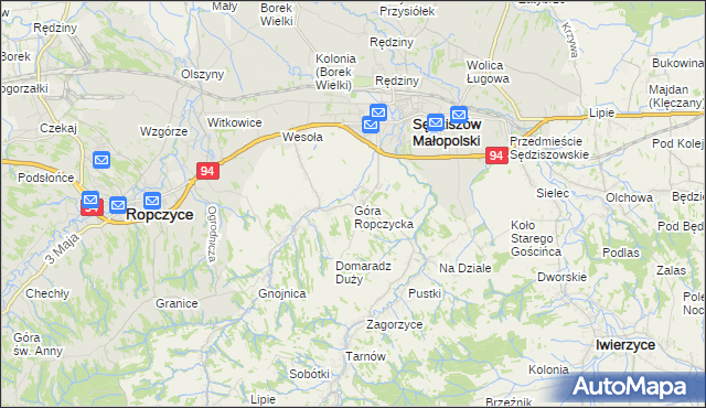 mapa Góra Ropczycka, Góra Ropczycka na mapie Targeo
