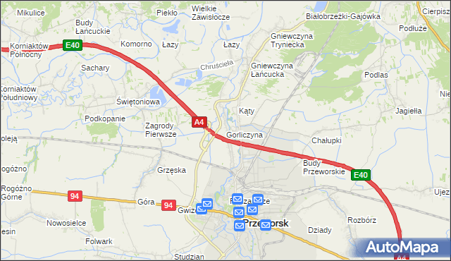 mapa Gorliczyna, Gorliczyna na mapie Targeo