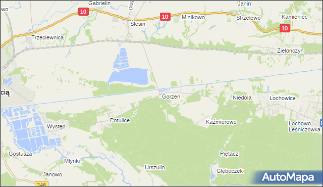 mapa Gorzeń gmina Nakło nad Notecią, Gorzeń gmina Nakło nad Notecią na mapie Targeo