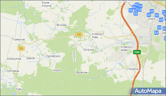 mapa Gorzyca gmina Lubin, Gorzyca gmina Lubin na mapie Targeo