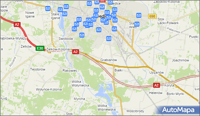 mapa Grabianów, Grabianów na mapie Targeo