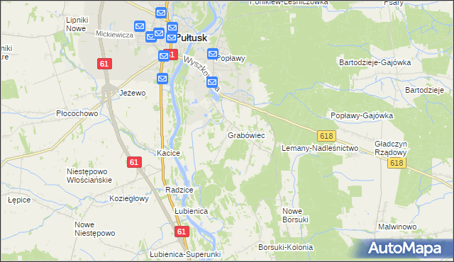 mapa Grabówiec gmina Pułtusk, Grabówiec gmina Pułtusk na mapie Targeo