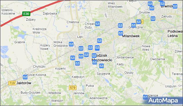 mapa Grodzisk Mazowiecki, Grodzisk Mazowiecki na mapie Targeo