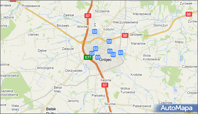 mapa Grójec, Grójec na mapie Targeo