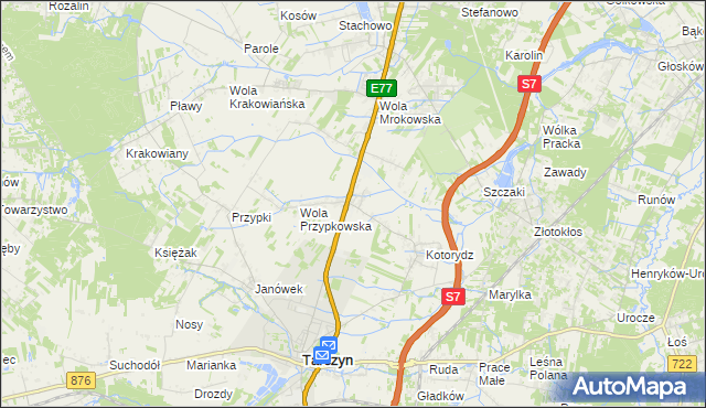 mapa Grzędy gmina Tarczyn, Grzędy gmina Tarczyn na mapie Targeo