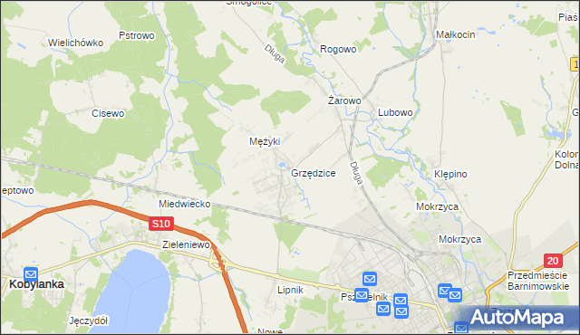 mapa Grzędzice, Grzędzice na mapie Targeo