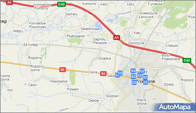 mapa Grzęska, Grzęska na mapie Targeo